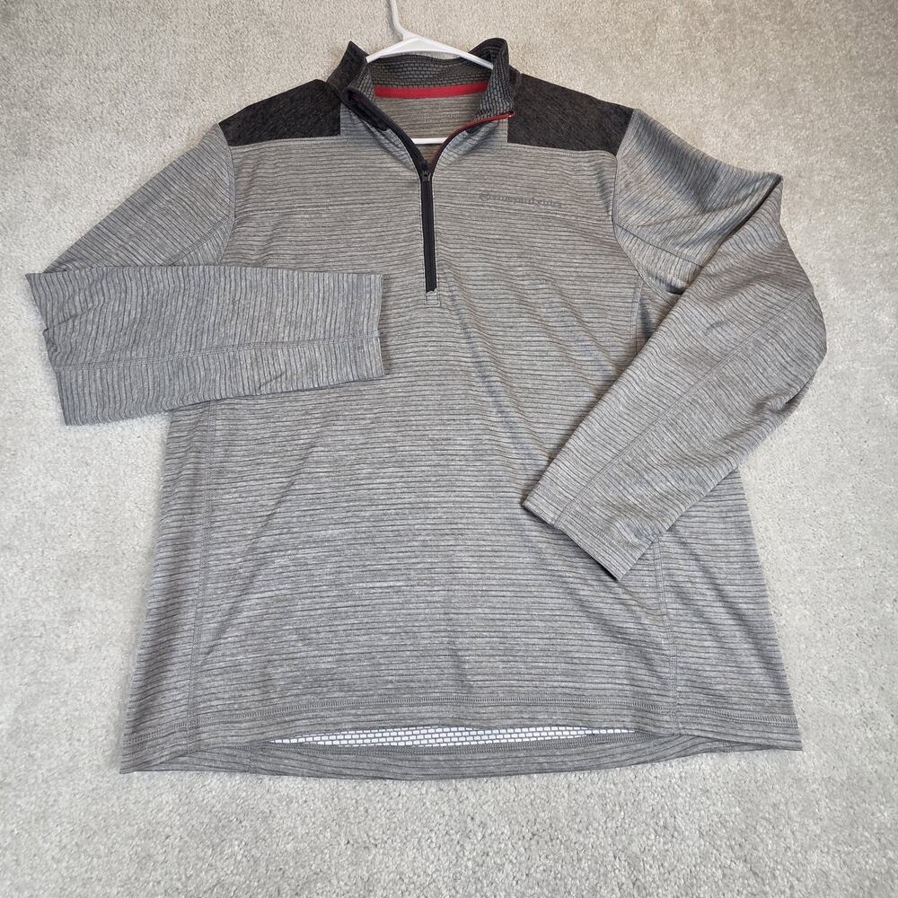 Vineyard Vines Sankaty 1/4 Zip Pullover Mens L Gray Striped Stretch Golf Preppy
